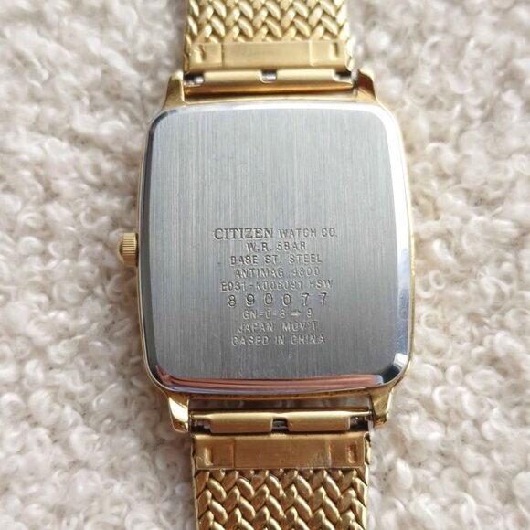 Citizen Eco-Drive E031-K006091 Solar Square Gold JDM Men's Watch New Capacitor - Picture 7 of 10